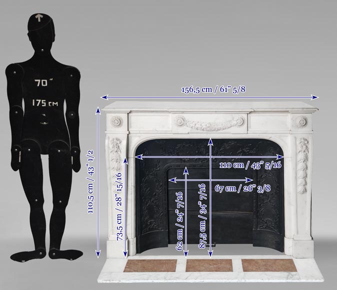 Napoleon III style fireplace in half-statuary marble decorated with a garland Napoleon III style fireplace in half-statuary marble decorated with a garland-17