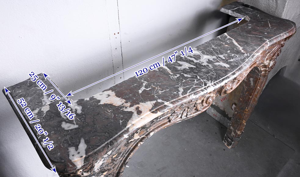 Louis XV period fireplace in red Rance marble-11