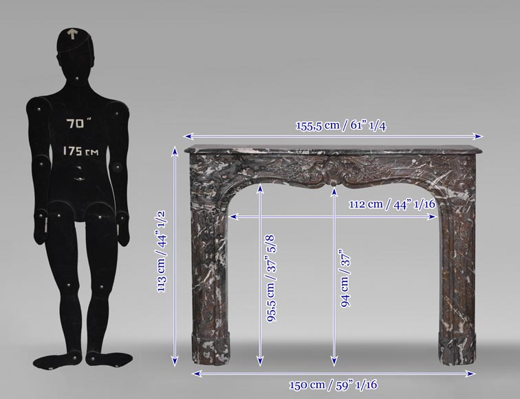 Louis XV period fireplace in red Rance marble-12