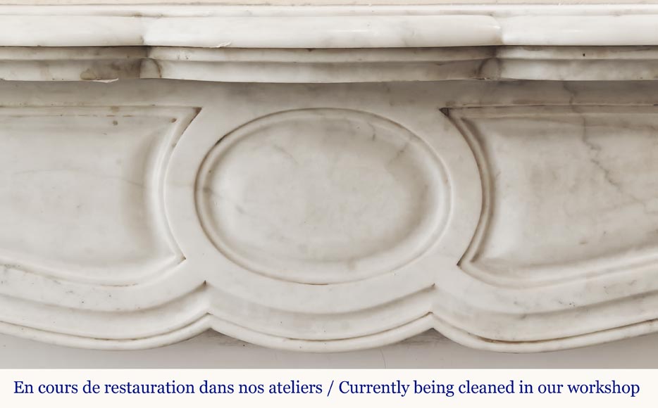 Louis XV style fireplace, Pompadour model, in Carrara marble-1