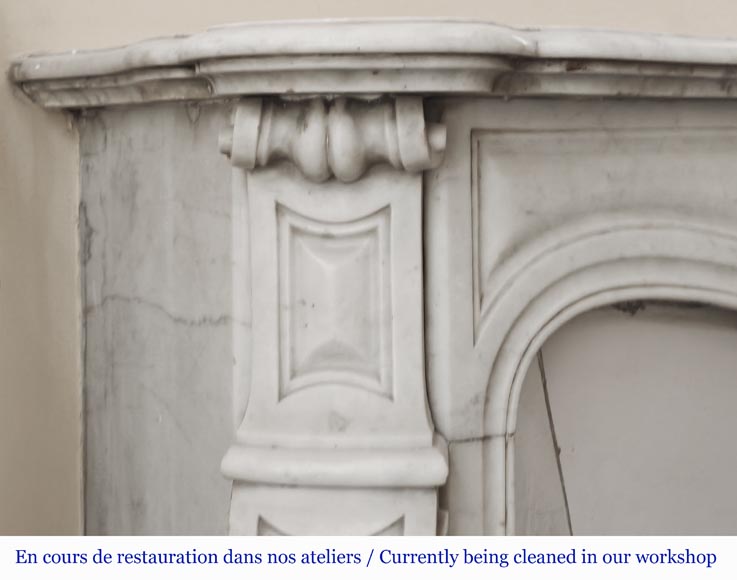Louis XV style fireplace, Pompadour model, in Carrara marble-3