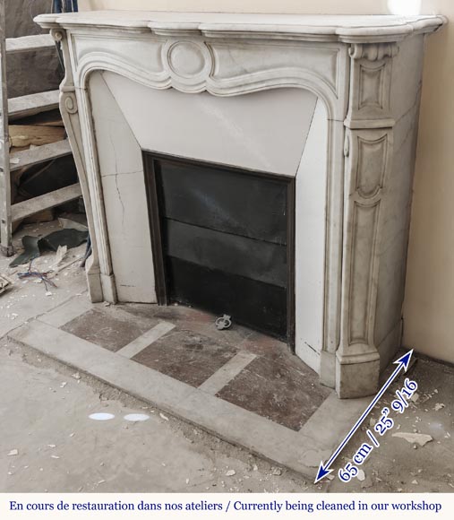 Louis XV style fireplace, Pompadour model, in Carrara marble-5