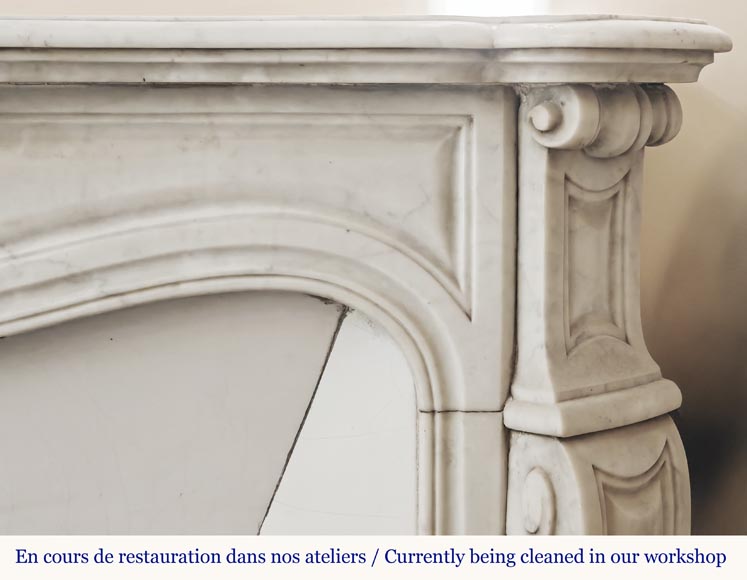 Louis XV style fireplace, Pompadour model, in Carrara marble-6