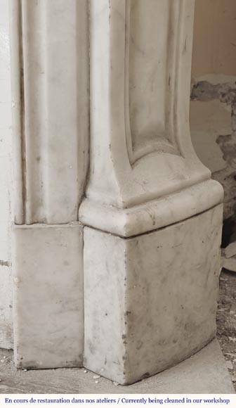 Louis XV style fireplace, Pompadour model, in Carrara marble-7
