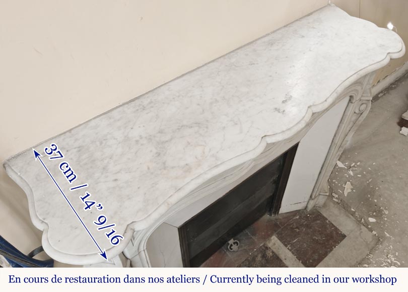 Louis XV style fireplace, Pompadour model, in Carrara marble-9