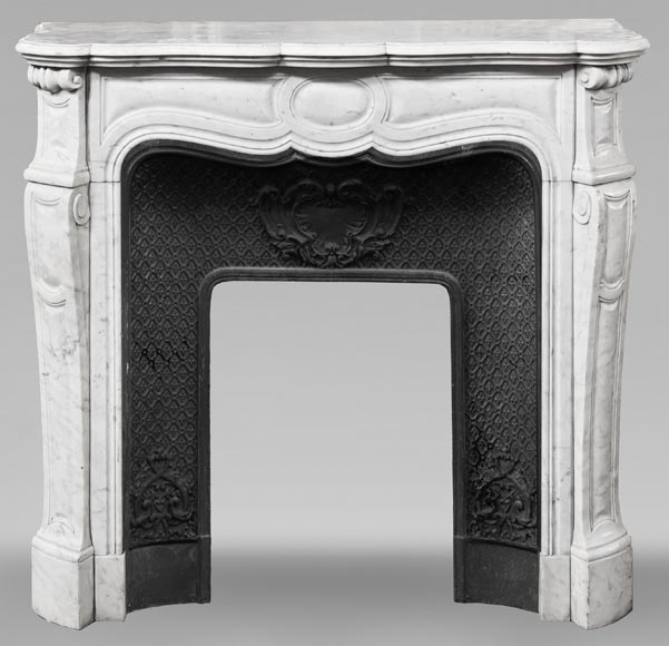 Louis XV style Pompadour model fireplace in Carrara marble-0