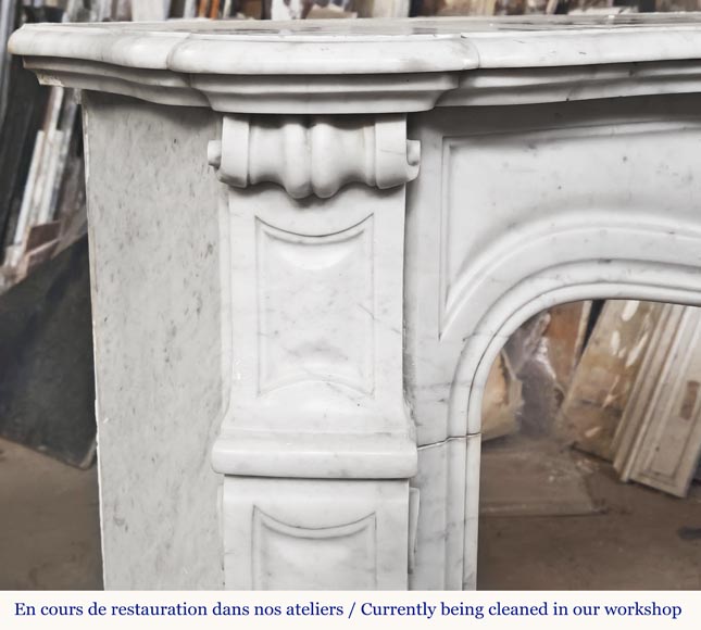 Louis XV style Pompadour model fireplace in Carrara marble-3