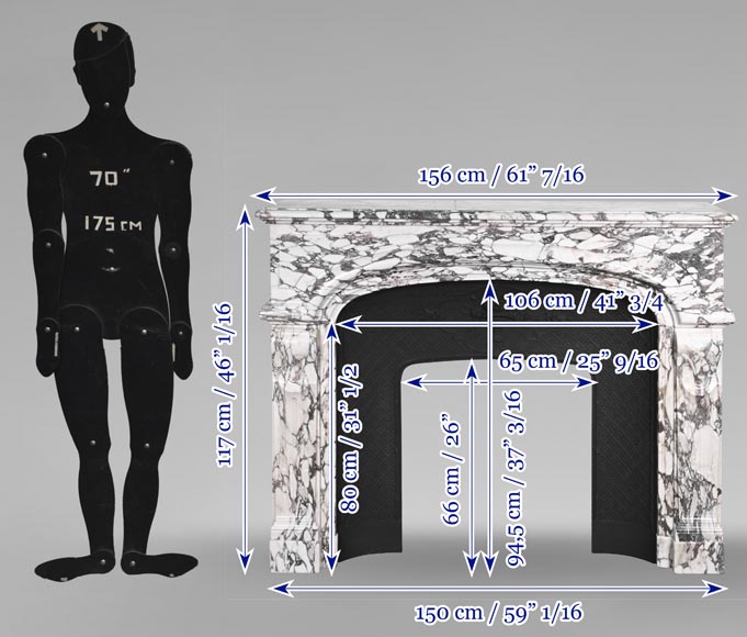 Regency style fireplace in purple breccia marble Regency style fireplace in purple breccia marble-11