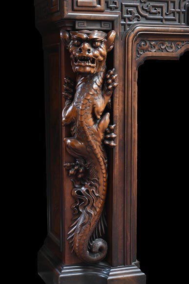 Gabriel VIARDOT – Japonist carved wooden fireplace, circa 1880 Gabriel VIARDOT – Japonist carved wooden fireplace, circa 1880-9