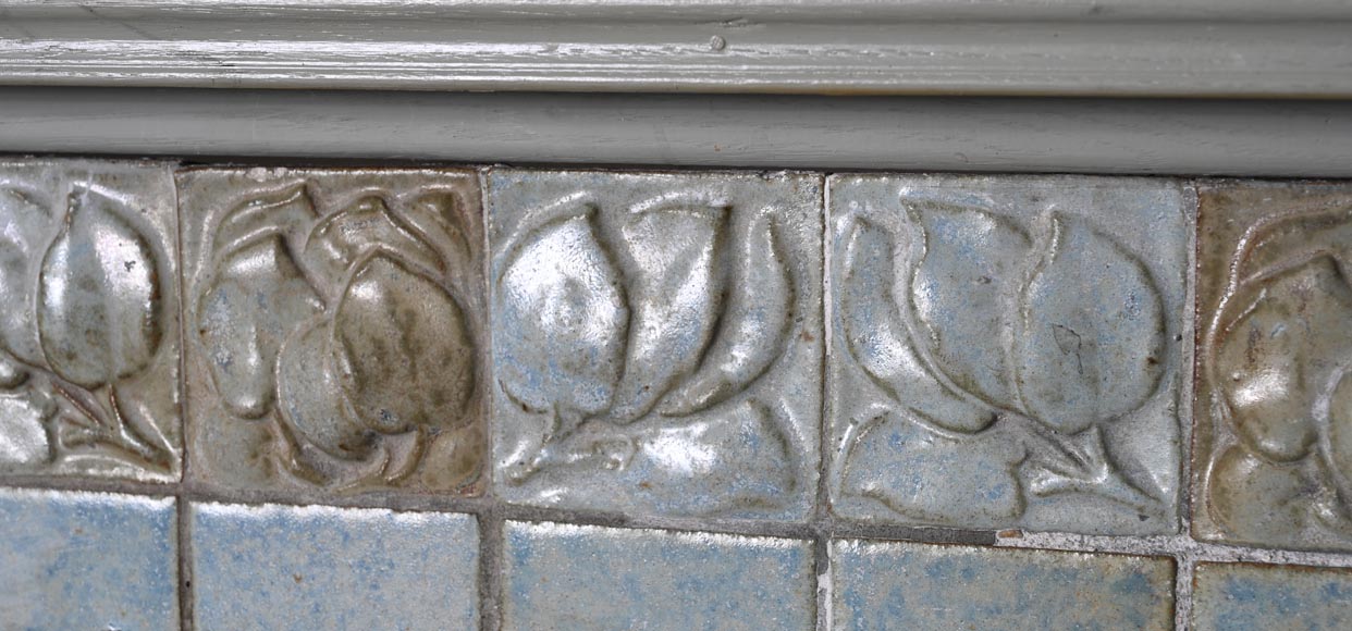 Glazed Ceramic Fireplace with Stylized Floral Motifs, circa 1900-3