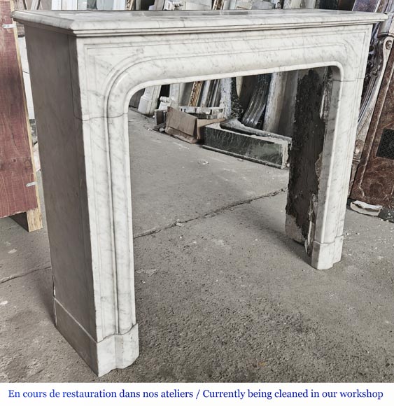Louis XIV style fireplace in Carrara marble Louis XIV style fireplace in Carrara marble-2