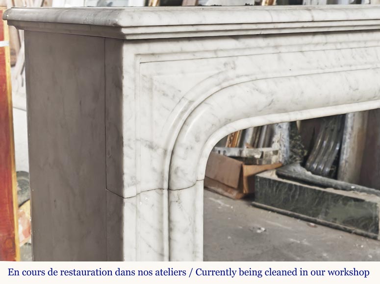 Louis XIV style fireplace in Carrara marble Louis XIV style fireplace in Carrara marble-3