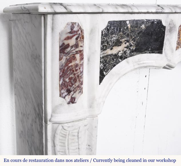 Provençal-style fireplace in veined Carrara marble and colored marble-4