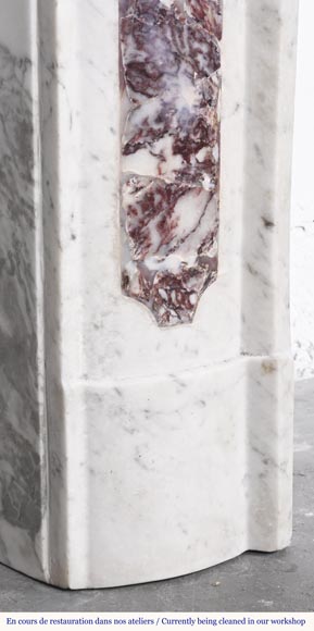 Provençal-style fireplace in veined Carrara marble and colored marble-6