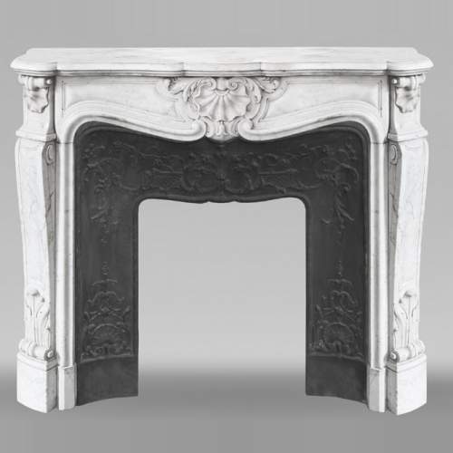 Louis XV style fireplace in Carrara marble