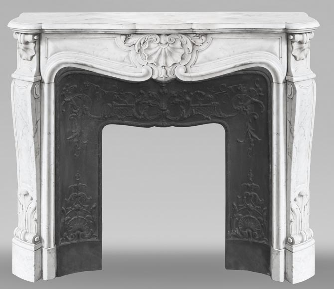 Louis XV style fireplace in Carrara marble Louis XV style fireplace in Carrara marble-0