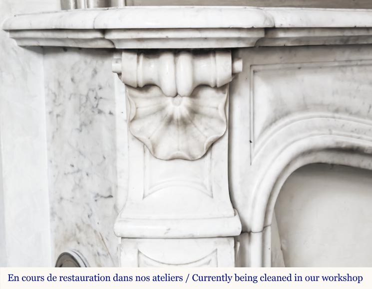 Louis XV style fireplace in Carrara marble Louis XV style fireplace in Carrara marble-5
