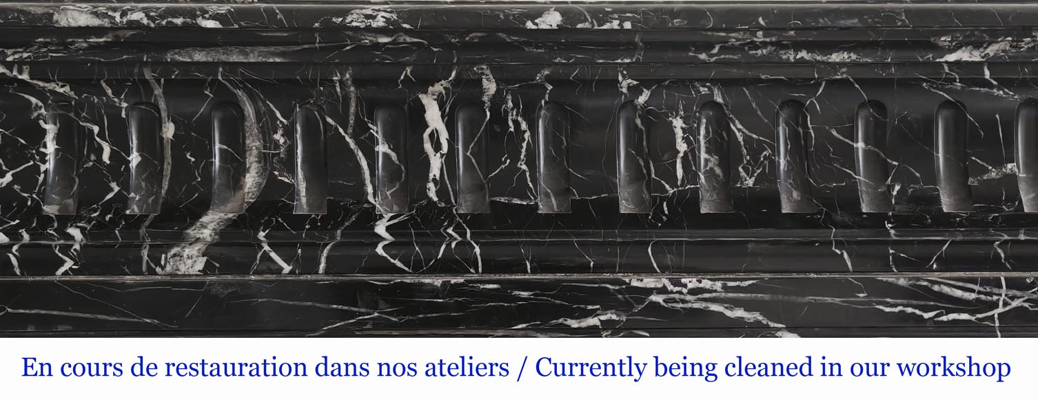 Louis XIV style fireplace with acroterion, in Marquina marble Louis XIV style fireplace with acroterion, in Marquina marble-1