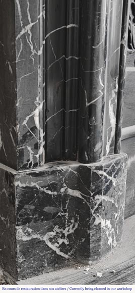 Louis XIV style fireplace with acroterion, in Marquina marble Louis XIV style fireplace with acroterion, in Marquina marble-4