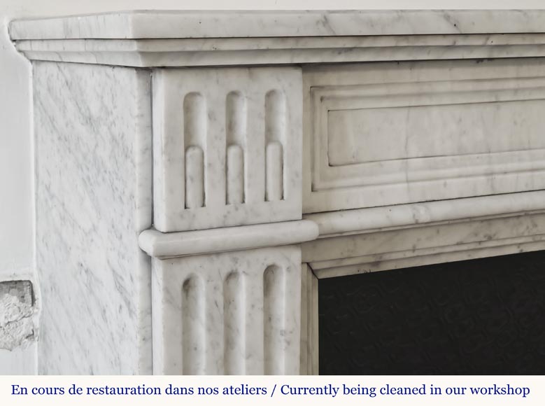 Louis XVI style fluted fireplace, in Carrara marble Louis XVI style fluted fireplace, in Carrara marble-3