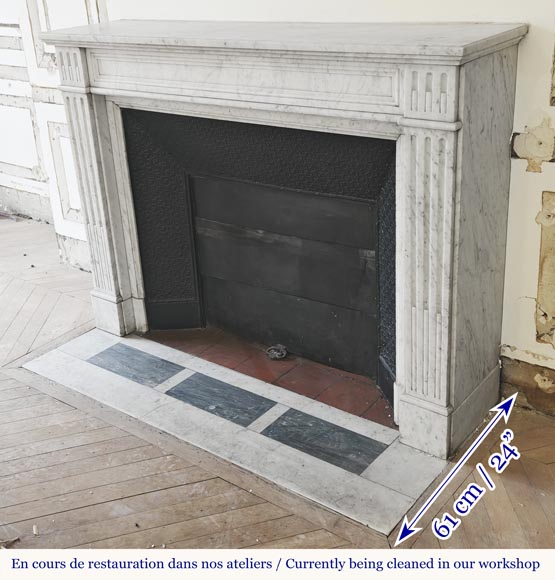 Louis XVI style fluted fireplace, in Carrara marble Louis XVI style fluted fireplace, in Carrara marble-5