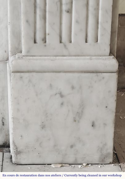 Louis XVI style fluted fireplace, in Carrara marble Louis XVI style fluted fireplace, in Carrara marble-7