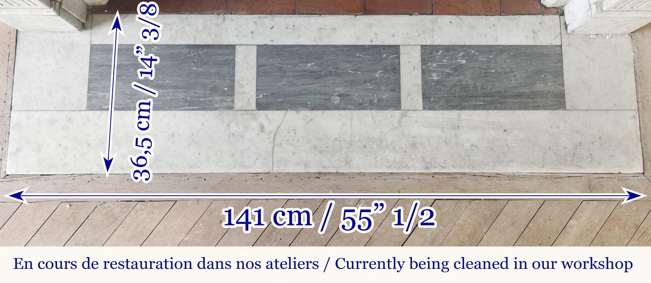 Louis XVI style fluted fireplace, in Carrara marble Louis XVI style fluted fireplace, in Carrara marble-8