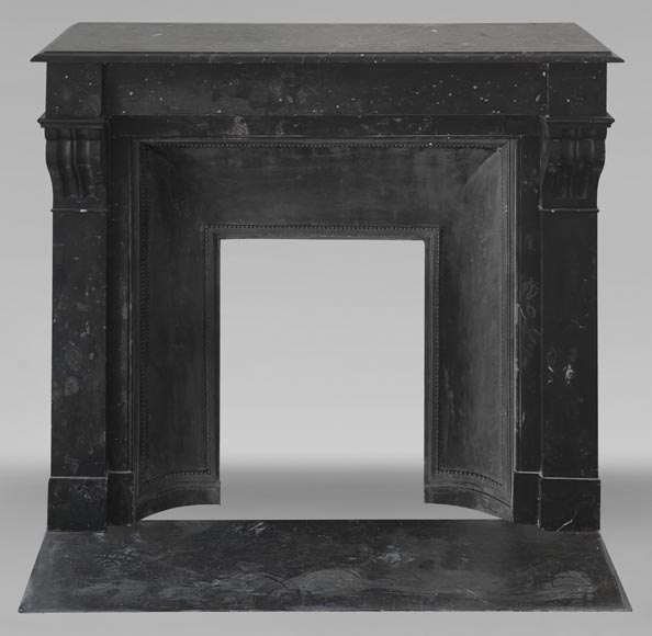 Napoleon III style fireplace, modillion model, in speckled black marble-0