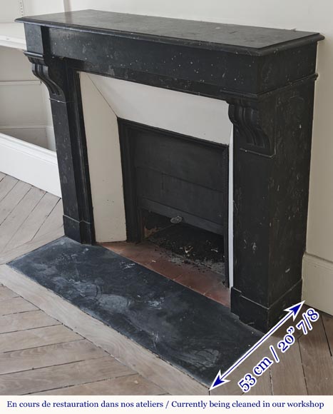 Napoleon III style fireplace, modillion model, in speckled black marble-5