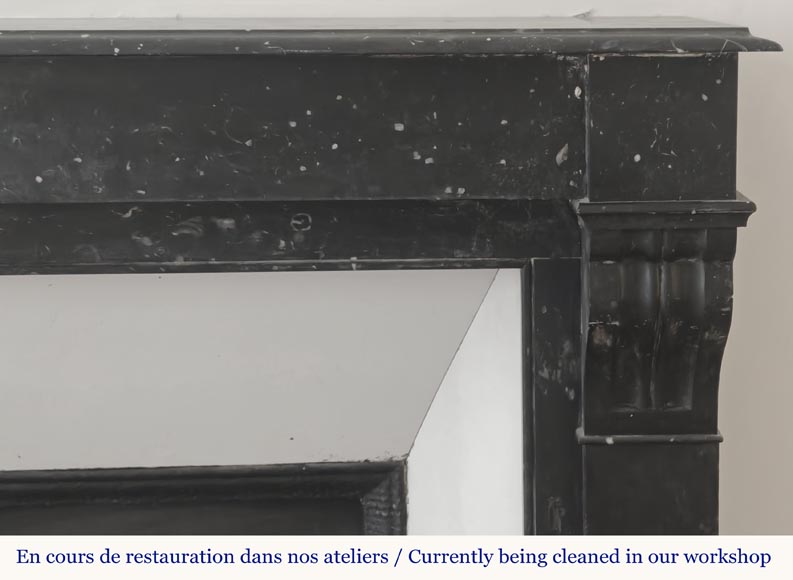 Napoleon III style fireplace, modillion model, in speckled black marble-6