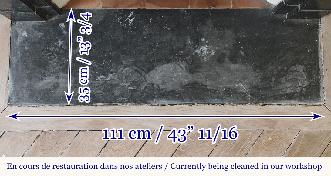 Napoleon III style fireplace, modillion model, in speckled black marble-8