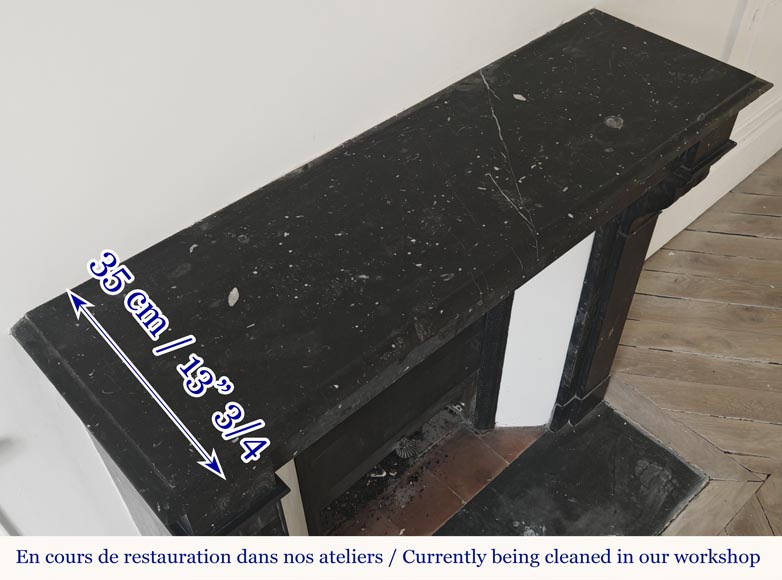 Napoleon III style fireplace, modillion model, in speckled black marble-9