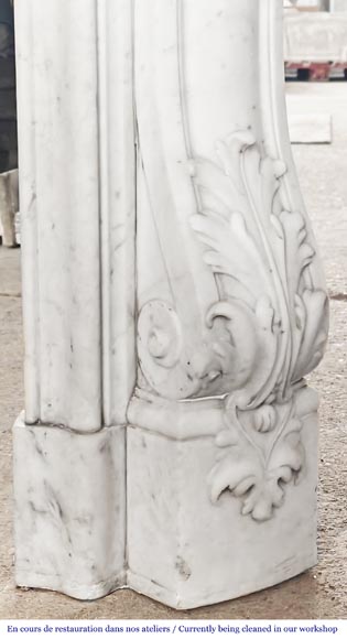 Highly sculpted Louis XV style fireplace in Carrara marble-14