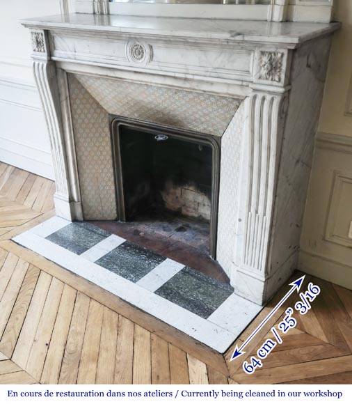 Louis XVI style fireplace in semi-statuary marble, decorated with a sunflower Louis XVI style fireplace in semi-statuary marble, decorated with a sunflower-5