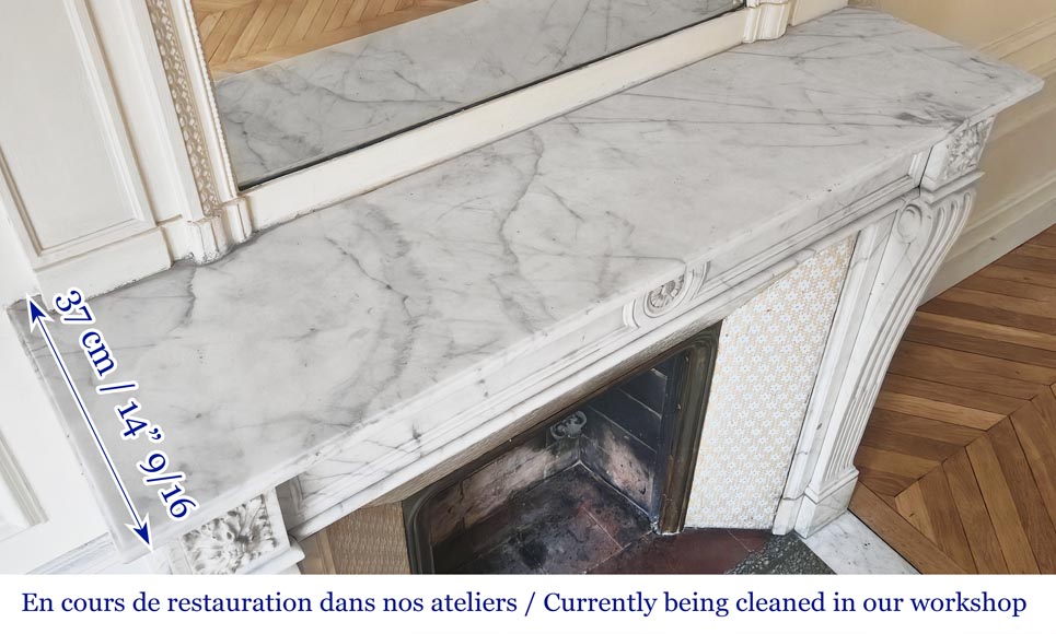 Louis XVI style fireplace in semi-statuary marble, decorated with a sunflower Louis XVI style fireplace in semi-statuary marble, decorated with a sunflower-9