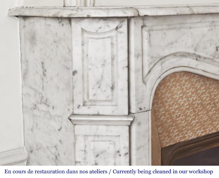 Louis XV style Pompadour model fireplace in Carrara marble-3