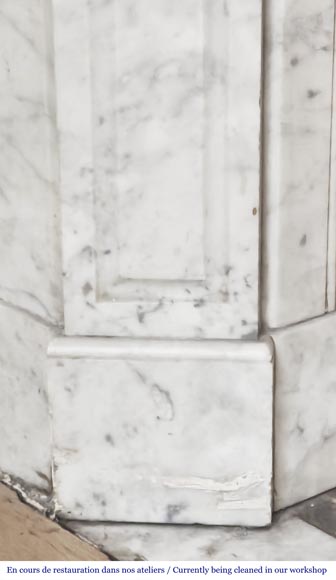 Louis XV style Pompadour model fireplace in Carrara marble-4