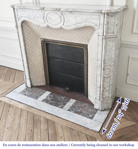 Louis XV style Pompadour model fireplace in Carrara marble-5