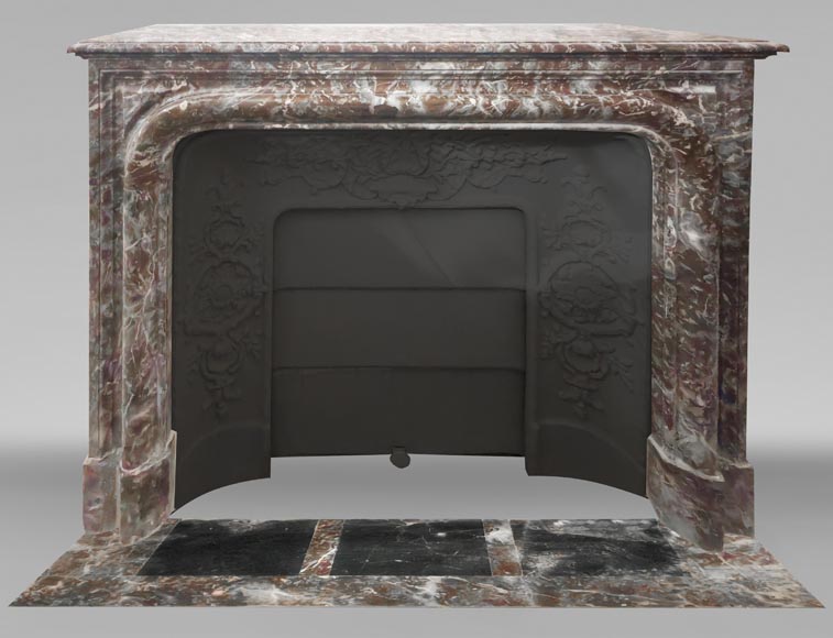 Louis XIV style fireplace with molding, in Royal Red marble-0