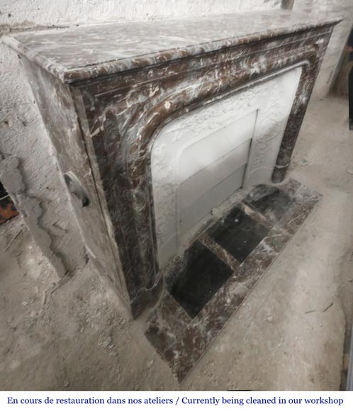 Louis XIV style fireplace with molding, in Royal Red marble-2