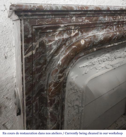 Louis XIV style fireplace with molding, in Royal Red marble-3