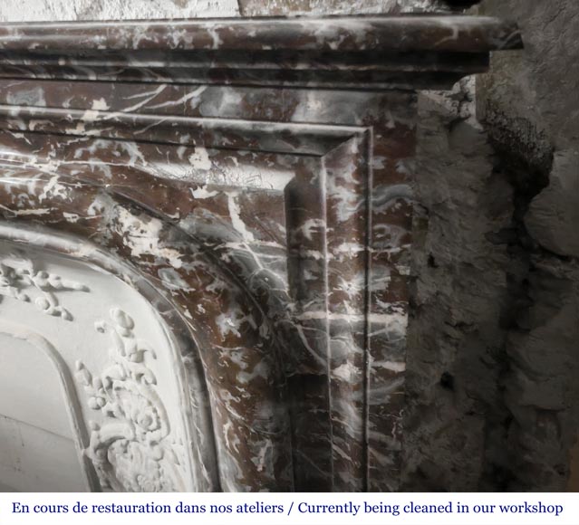 Louis XIV style fireplace with molding, in Royal Red marble-6