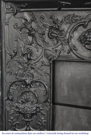 Louis XIV style fireplace in highly veined black Marquina marble-9