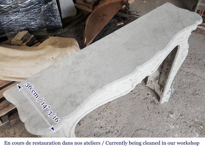 Louis XV style shell-shaped fireplace, in Carrara marble Louis XV style shell-shaped fireplace, in Carrara marble-10