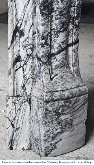 Louis XV style Pompadour model fireplace in blue floral marble-7