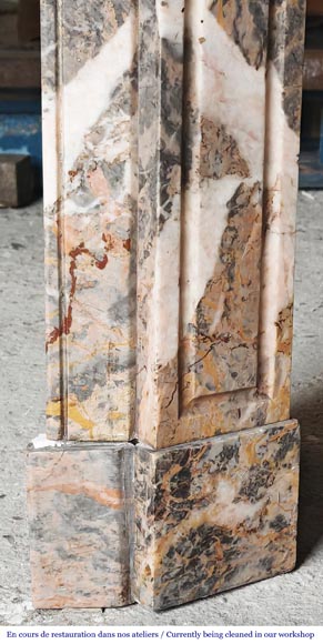 Louis XV style Pompadour model fireplace in Enjugerais marble-7