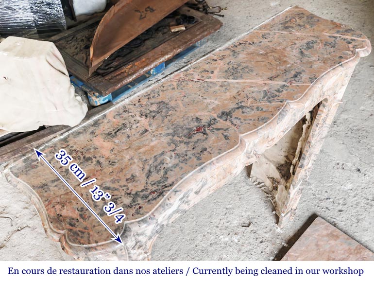 Louis XV style Pompadour model fireplace in Enjugerais marble-9