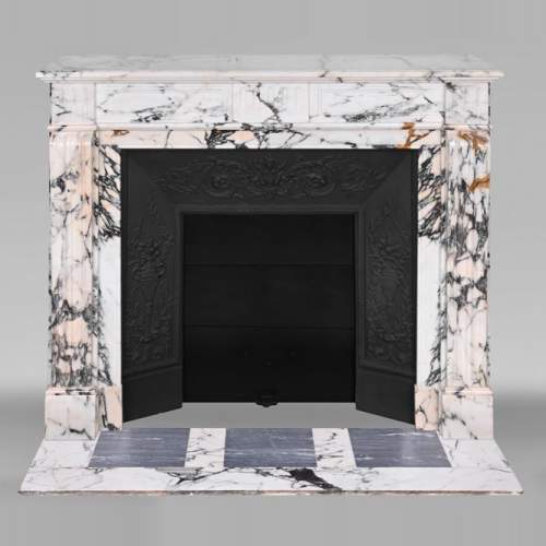 Louis XVI style fluted fireplace, in Paonazzo marble