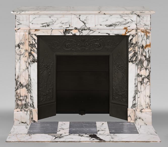 Louis XVI style fluted fireplace, in Paonazzo marble-0