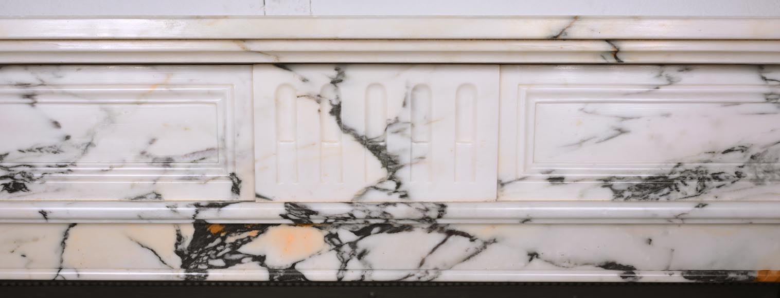 Louis XVI style fluted fireplace, in Paonazzo marble-1